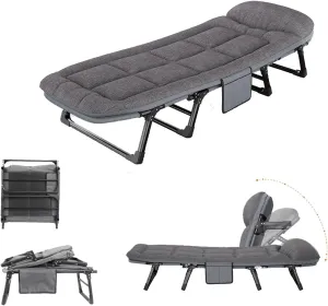 Foldable Bed with Mattress Full Size, Comfortable and Breathable Sturdy Structure High Resilience Cotton, Folding Camping Cot, for Home Office Travel(170 * 55CM)