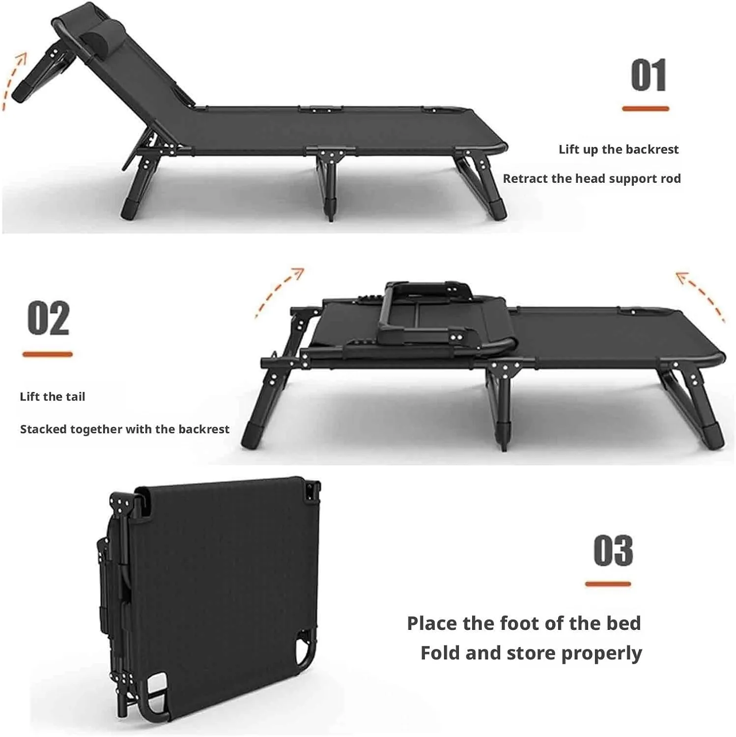 Folded Bed Queen, Folding Twin Bed, Sleeping Cots for Adults, Ergonomic Design, 4-Level Backrest Adjustment, Washable Design, No Installation Required(Style11-56x176)