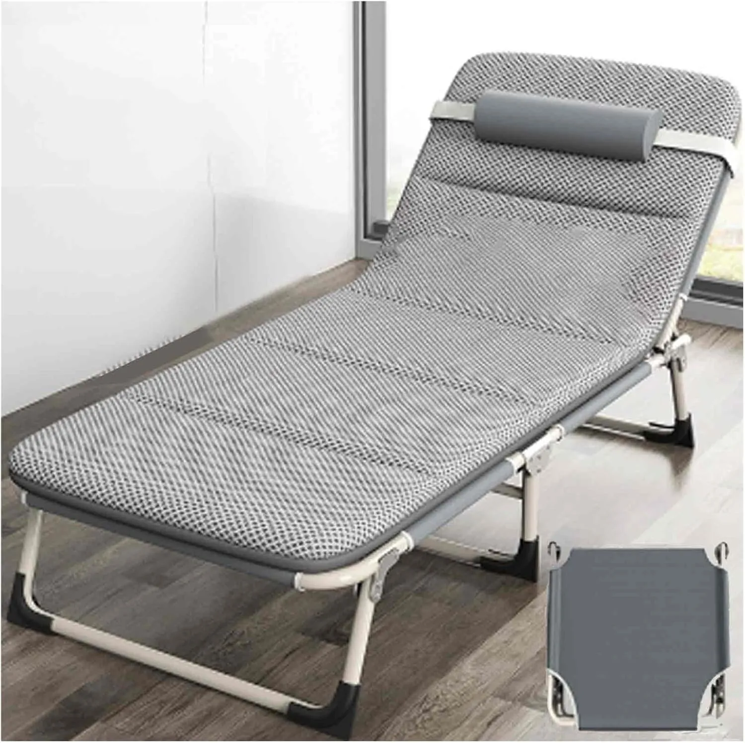 Folded Bed Queen, Folding Twin Bed, Sleeping Cots for Adults, Ergonomic Design, 4-Level Backrest Adjustment, Washable Design, No Installation Required(Style11-56x176)