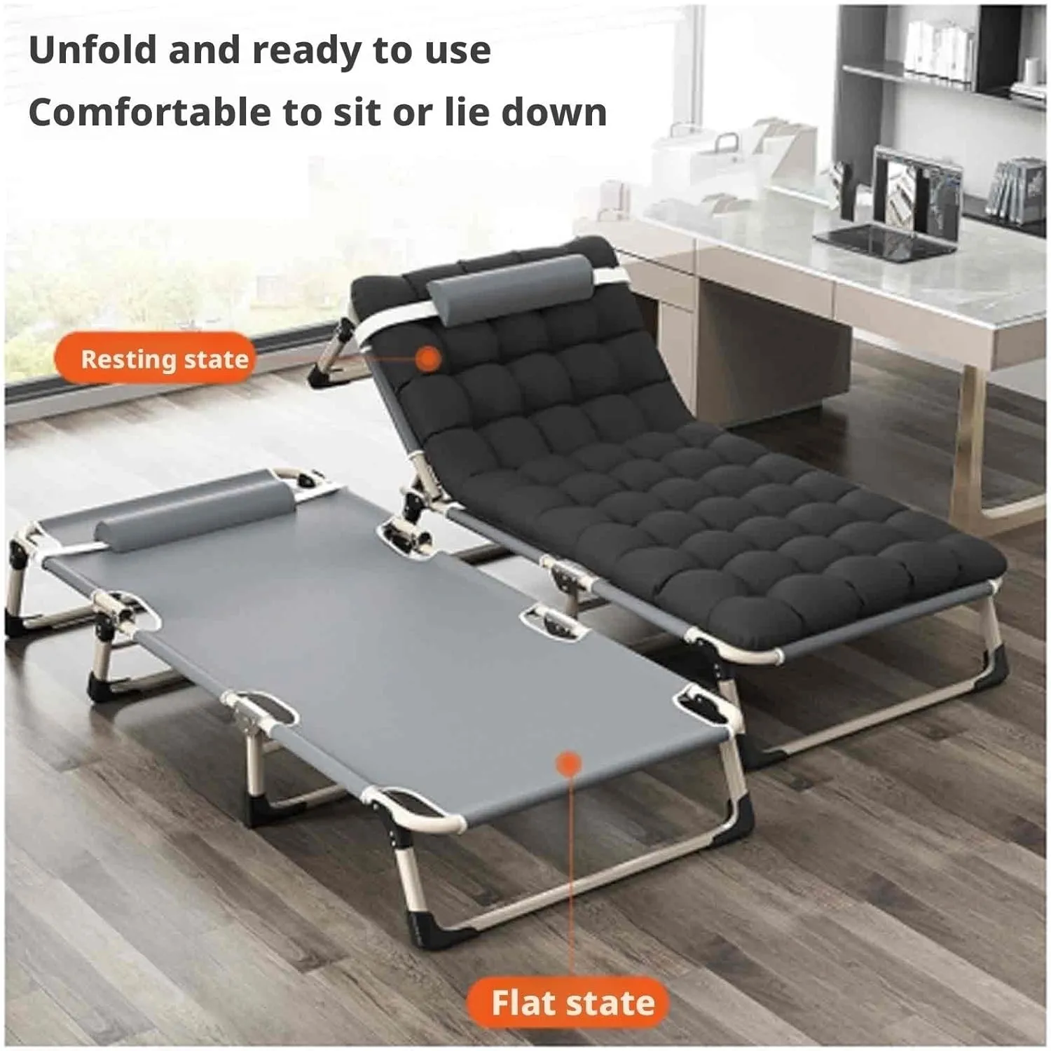 Folded Bed Queen, Folding Twin Bed, Sleeping Cots for Adults, Ergonomic Design, 4-Level Backrest Adjustment, Washable Design, No Installation Required(Style11-56x176)