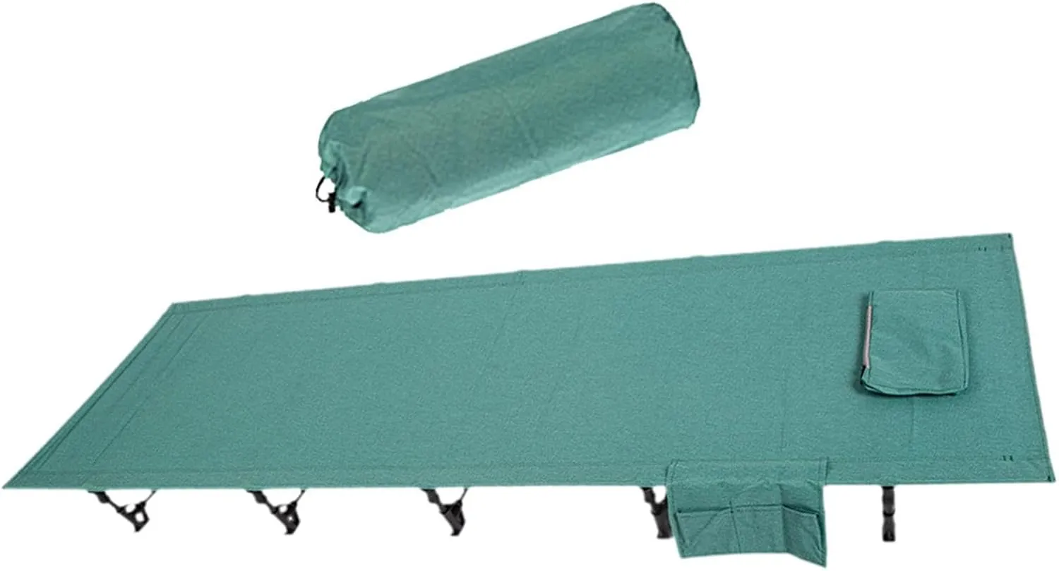 Folded Camping Cot Outdoor Bed Heavy Duty Sturdy Wear Resistant Camp Bed Sleeping Cot for RV Beach Office Napping Hiking Home, Green