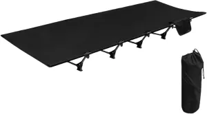 Folding Bed, Lightweight Folding Tent Camping Cot Bed with Storage Bag High Stability 150kg Load Capacity Easy Setup Portable Compact Folding Bed Black