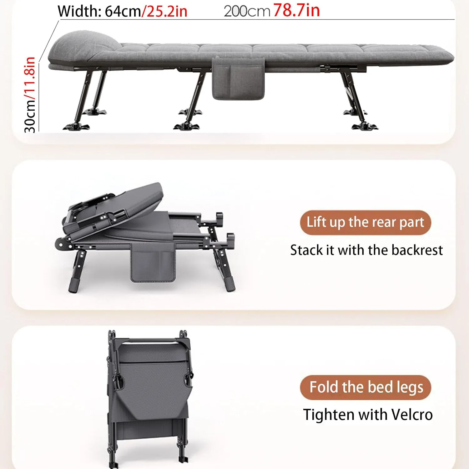 Folding Bed with Mattress for Adults,Camping Cot, Outdoor Folding Cot Bed Camping Cot for Adults,Portable Folding Bed Portable Camp Cots for Camping Tent Travel Office Room,Home Nap