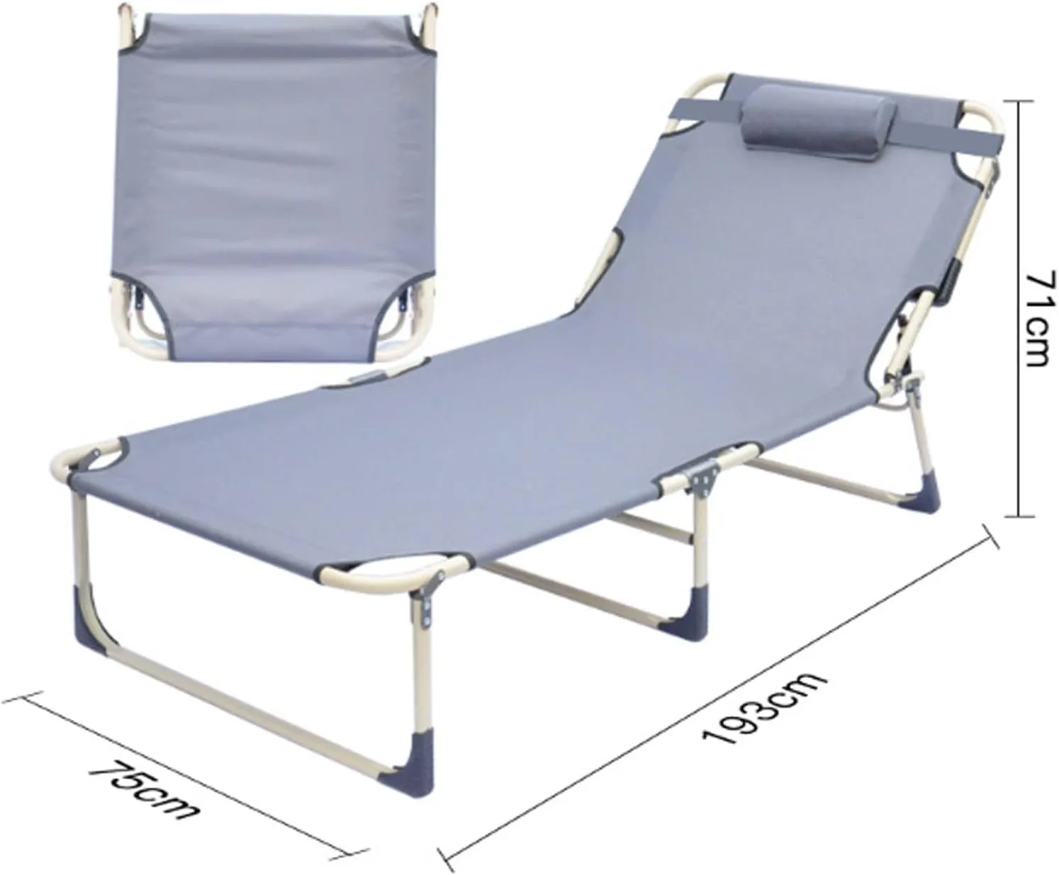 Folding Camping Cot, 3-Position Adjustable Oxford Sleeping Cots Bed,Portable Camping Bed with Pillow,Multifunctional Lounge Chair,Perfect for Camping, Pool, Beach, Patio (68.5"x22"x27")