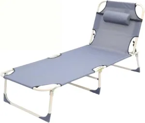 Folding Camping Cot, 3-Position Adjustable Oxford Sleeping Cots Bed,Portable Camping Bed with Pillow,Multifunctional Lounge Chair,Perfect for Camping, Pool, Beach, Patio (68.5"x22"x27")