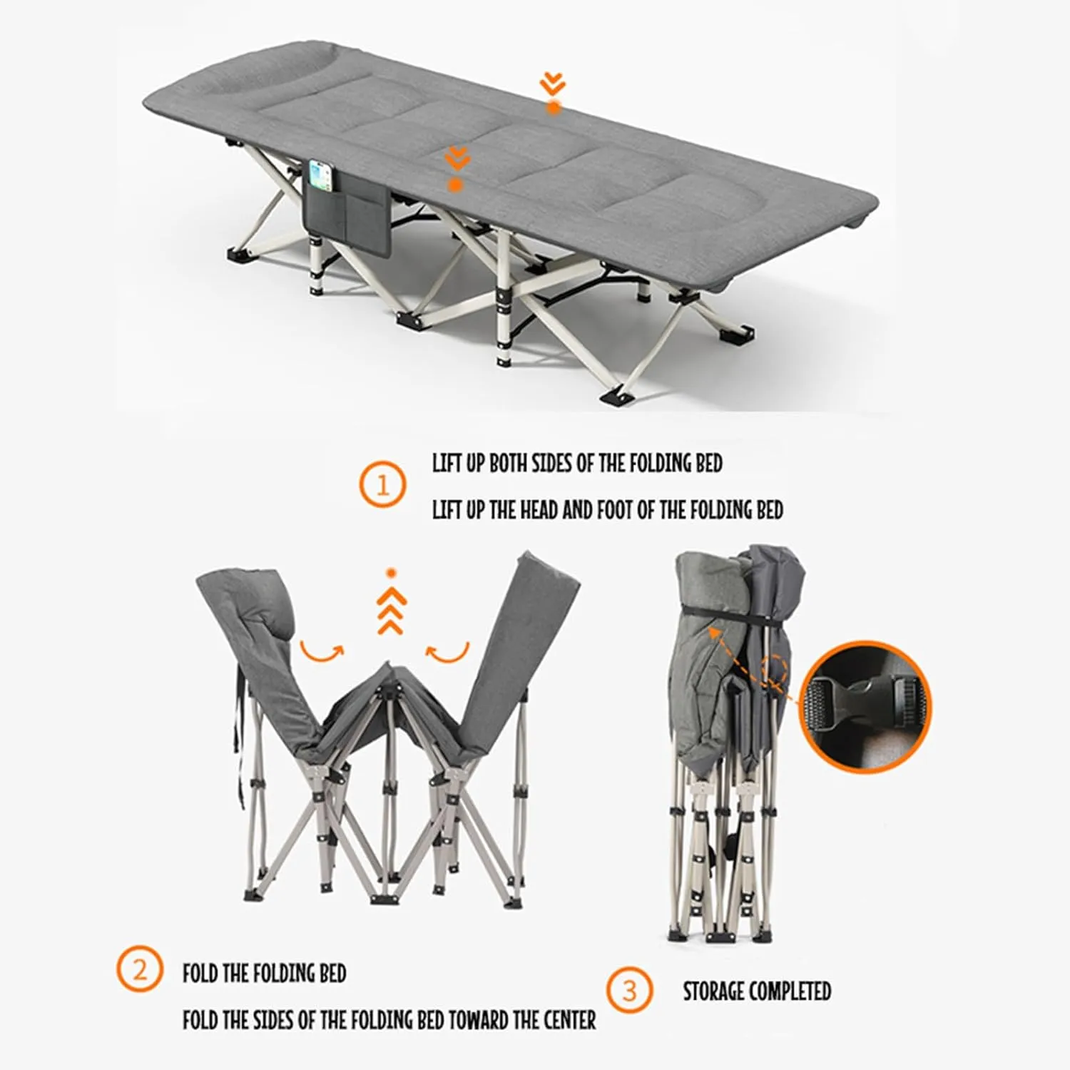 Folding Camping Cot for Adults, Wide Sturdy Portable Sleeping Cot, Folding Camping Cot with Mattress, Outdoor Portable Lounge Chair Sleeping Cots Bed,B