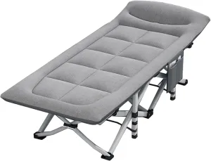 Folding Camping Cot for Adults, Wide Sturdy Portable Sleeping Cot, Folding Camping Cot with Mattress, Outdoor Portable Lounge Chair Sleeping Cots Bed,B