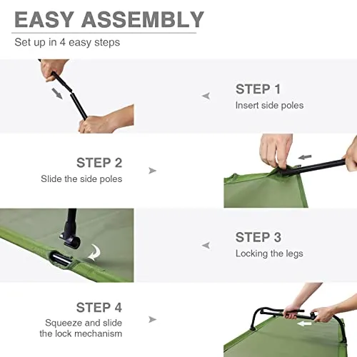 Folding Camping Cot for Adults,Compact Sleeping Cots w/ Carry Bag