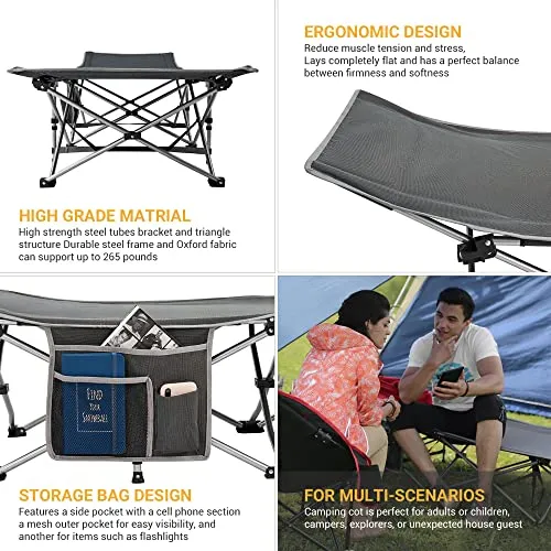 Folding Camping Cot for Adults,Portable Sturdy Sleeping Cot w/ Carry Bag