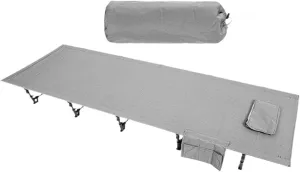 Folding Camping Cot Sleeping Cot Lightweight Heavy Duty Single Sturdy Outdoor Bed Camp Bed for Mountaineering Beach RV Hiking, Gray
