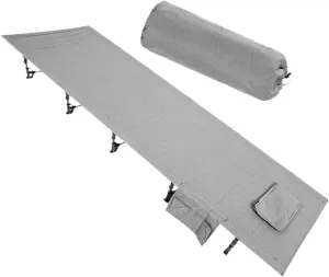 Folding Camping Cot Sleeping Cot Sturdy Single Aluminum Alloy Polyester Camp Bed Outdoor Bed for Home Beach RV Office Napping, Gray