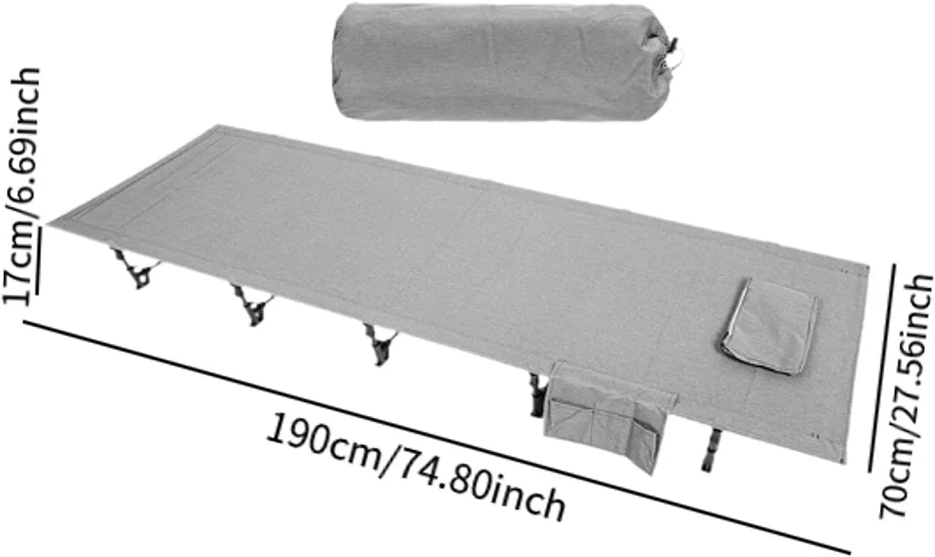 Folding Camping Cot Sleeping Cot Sturdy Single Aluminum Alloy Polyester Camp Bed Outdoor Bed for Home Beach RV Office Napping, Gray