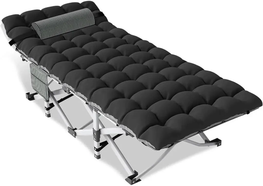 Folding Camping Cot with Mattress for Adults Camp Cot w/Pillow Storage Bag Sleeping Cot Bed(D)