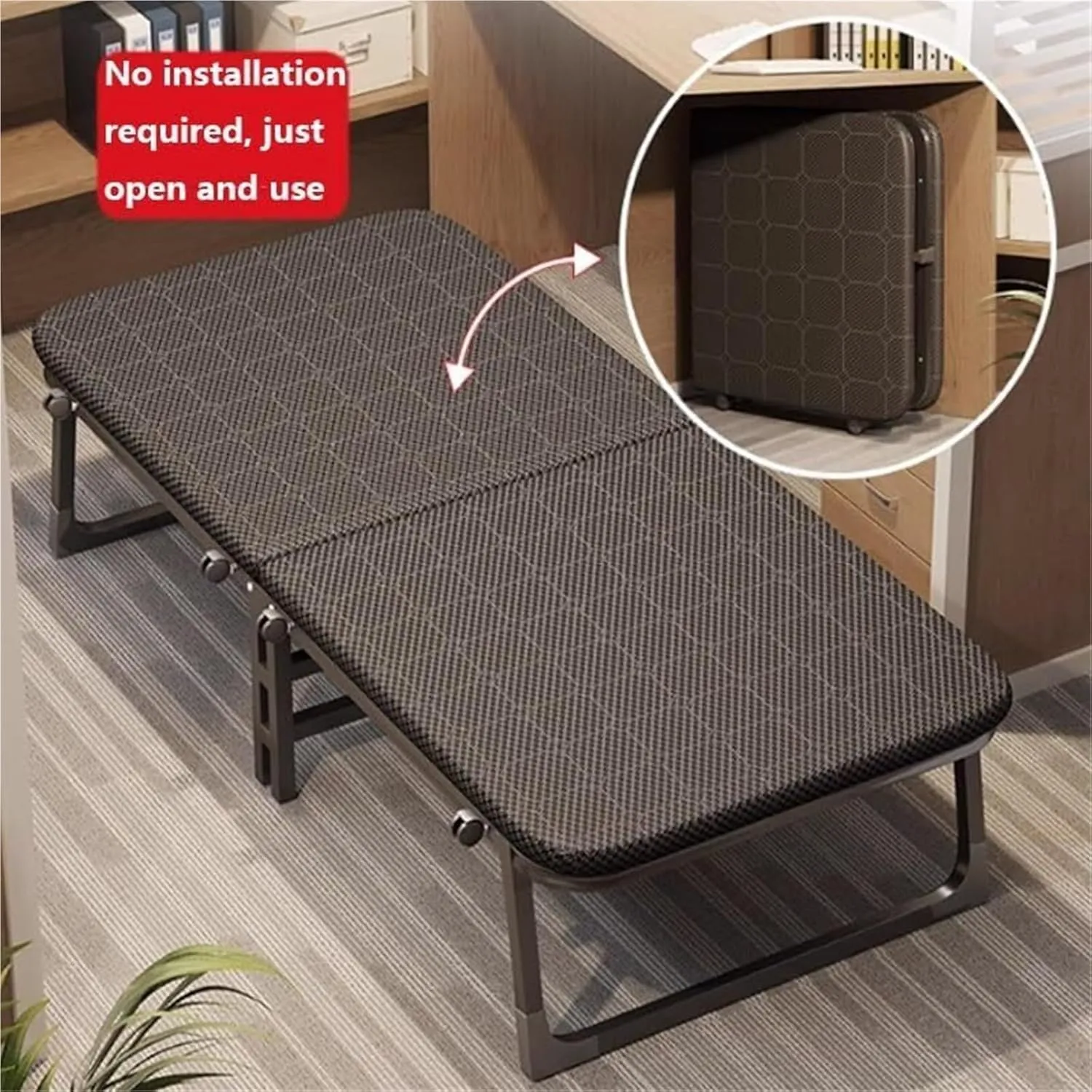 Folding Camping Cot,Camping Cot for Adults, Folding Bed with Sponge Mattress for Adults Foldable Single Cot for Comfortable Sleeping Strong Metal Frame(180 * 90 * 32cm)