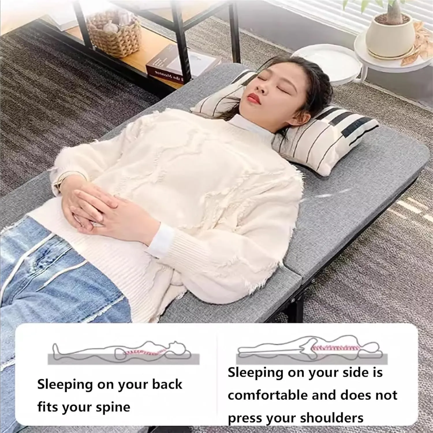 Folding Camping Cot,Camping Cot for Adults, Portable Foldable Bed with Sponge Mats and Strong Sturdy Frame Space Saving Fold Up Bed with Universal Wheel No Assembly Required(190 * 90 * 30cm)