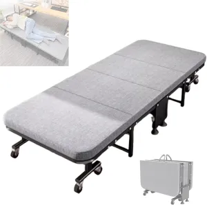 Folding Camping Cot,Camping Cot for Adults, Portable Foldable Bed with Sponge Mats and Strong Sturdy Frame Space Saving Fold Up Bed with Universal Wheel No Assembly Required(190 * 90 * 30cm)