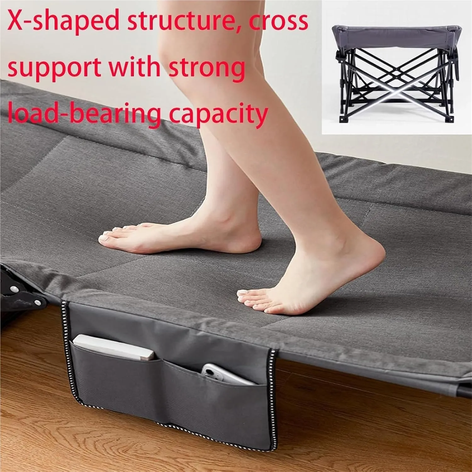 Folding Camping Cot,Camping Cot for Adults, Rollaway Guest Bed with Sponge Mattress for Indoor Outdoor Heavy-Duty Supports 275lbs Sturdy Steel Frame Soft and Comfortable