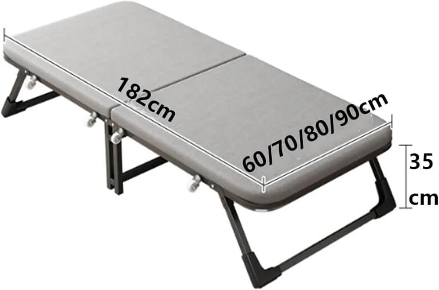 Folding Camping Cot,Camping Cot for Adults, Space-Saving Guest Bed with Sturdy Metal Frame On Wheels for Office Bedroom Hospital Nursing(182 * 80 * 35cm)