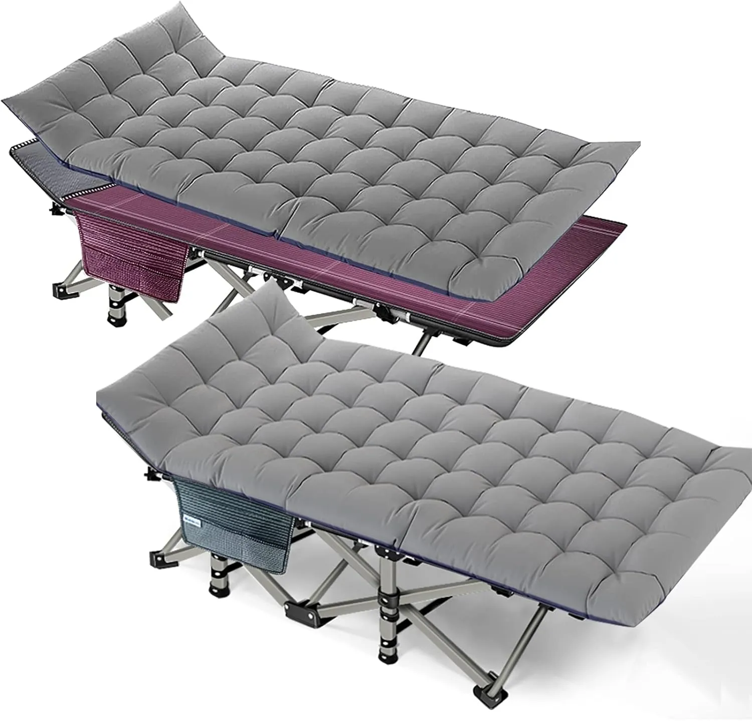 Folding Camping Cots for Adults, 2 Pack Heavy Duty cot with Carry Bag, Portable Sleeping Bed for Camp Office Use Outdoor Cot Bed for Traveling