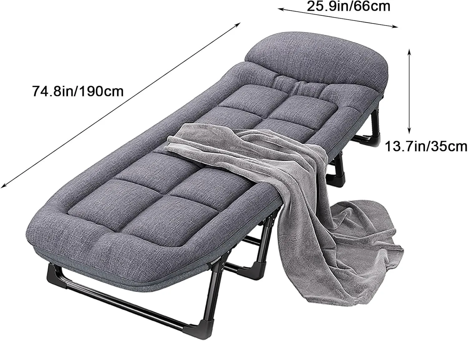 Folding Cot, Folding Camping Cot, Camping Cot for Adults, Office Lounge Chair, Portable, Adjustable, for Camp, Travel, Room(X-Large)