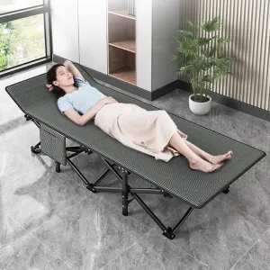 Folding Cot with Side Pocket, Camp Bed for Adults 71cm Extra Wide Lightweight Compact Rollaway Bed for Office Indoor Outdoor, Supports 330lbs