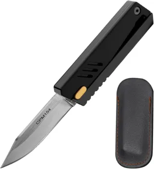Folding Knife Aluminum Practical Pocket Knife Unique Useful Multifunctional EDC Knife For Outdoor (Black)