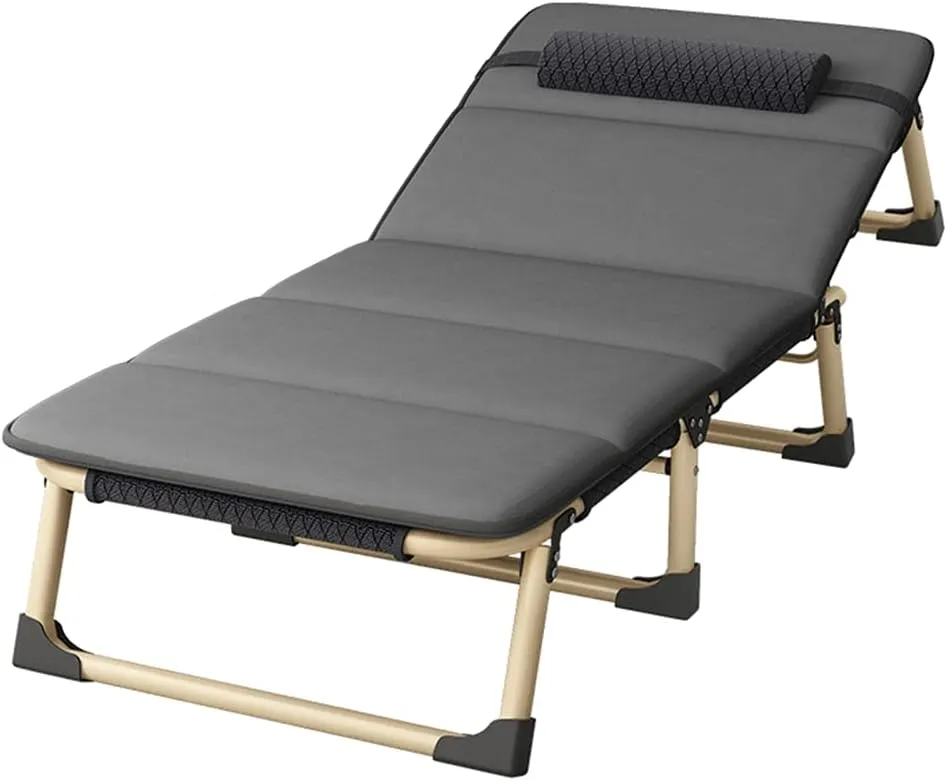 Folding Recliner Chairs, 4 Positions Adjustable Reclining Garden Beds Loungers, Portable Outdoor Camping Travel Deck Chairs, Load Capacity 250 Kg/Grey C