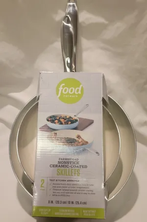 food network SKILLET SET 8" & 10" NON-STICK CERAMIC-COATED NEW IN BOX