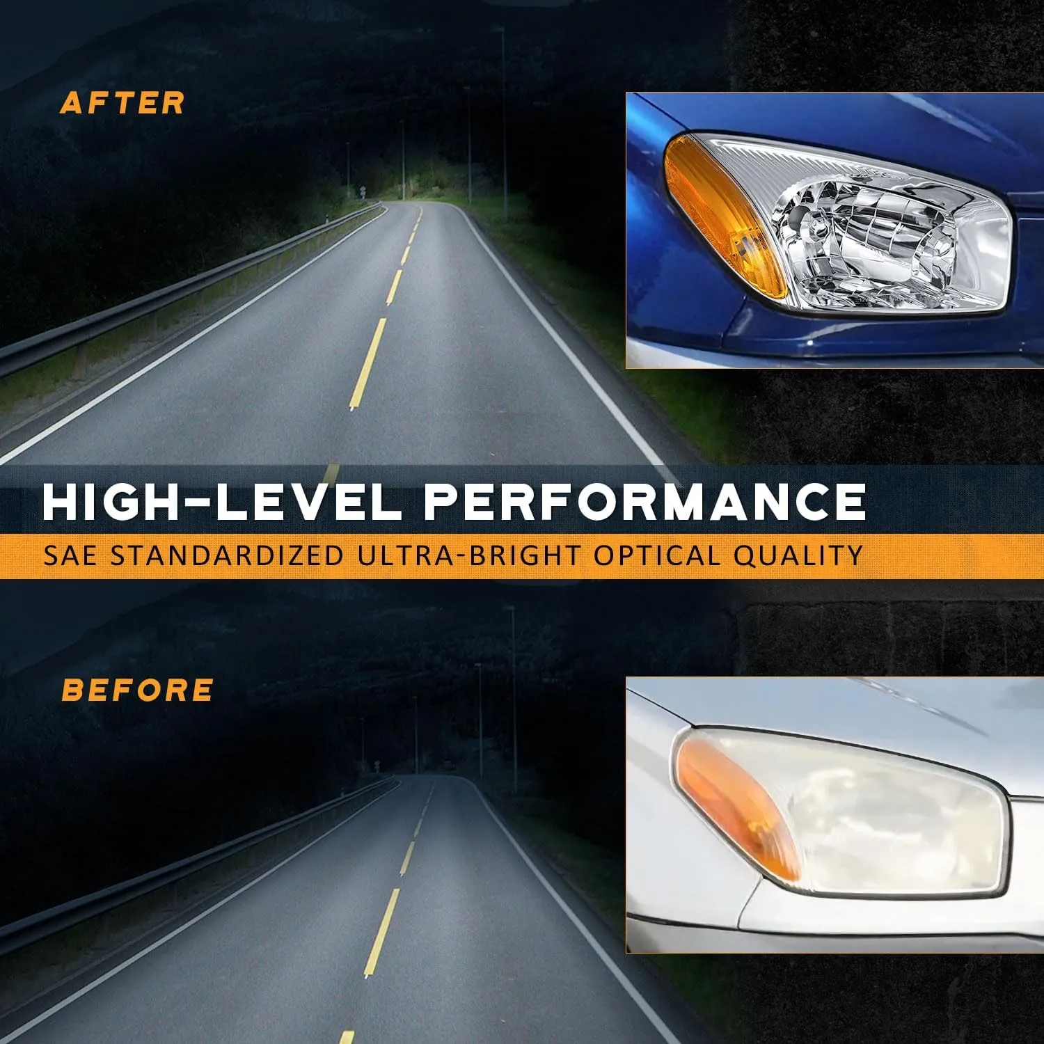 for 2001-2003 Toyota Rav4 Headlight Assembly Replacement For 01-03 Rav4 Headlamp with Chrome Housing Amber Reflector Left & Right Side