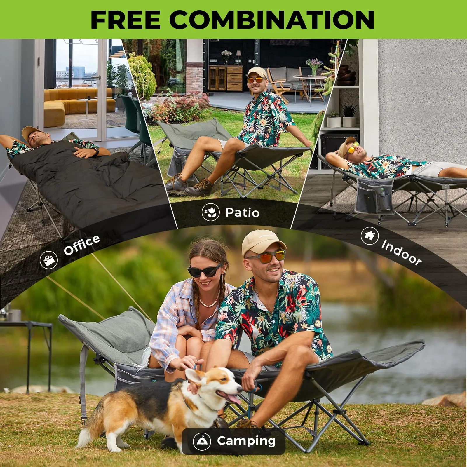 FUNDANGO Folding Camping Cot OAK COT PRO