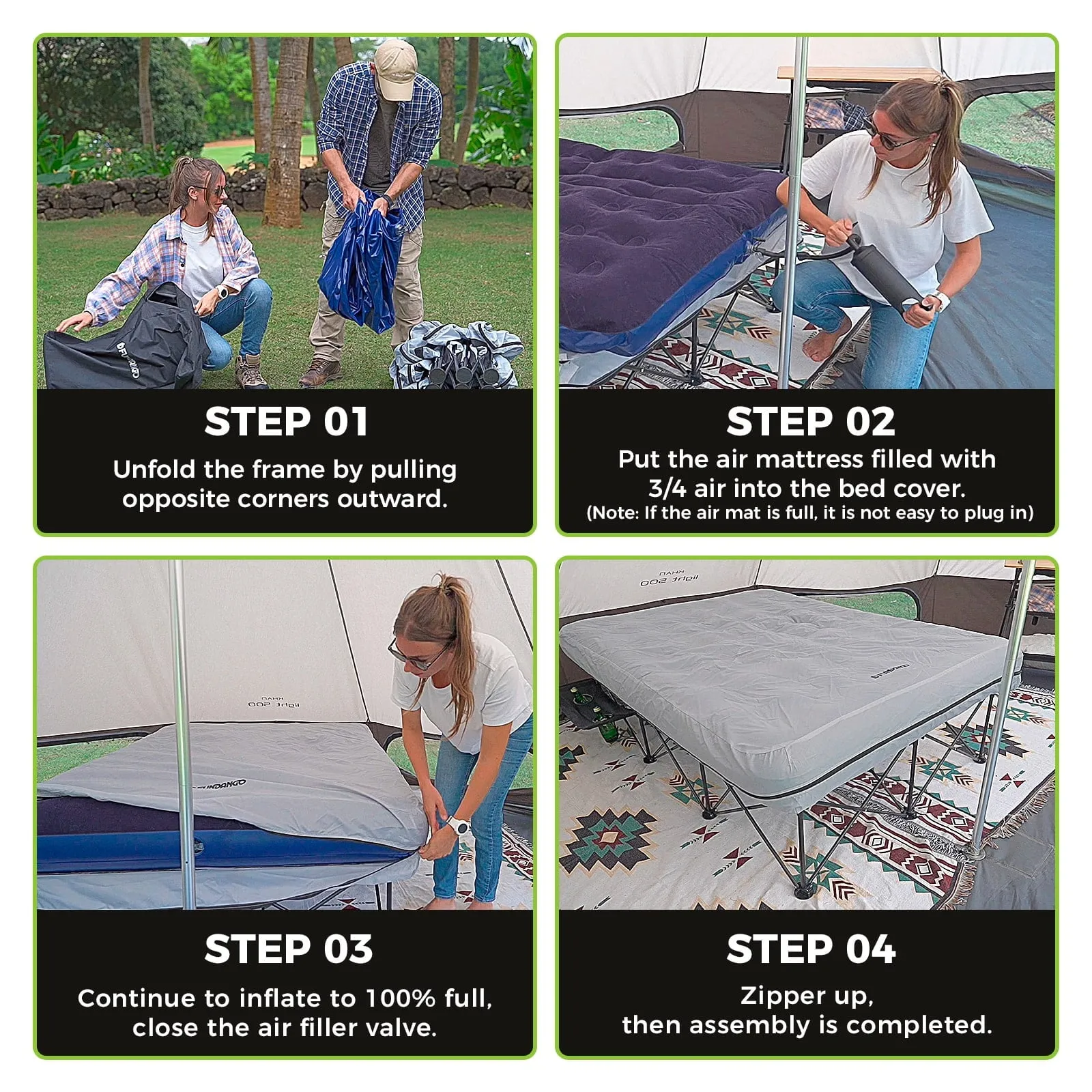 FUNDANGO Queen Camping Cot with Detachable Air Mattress