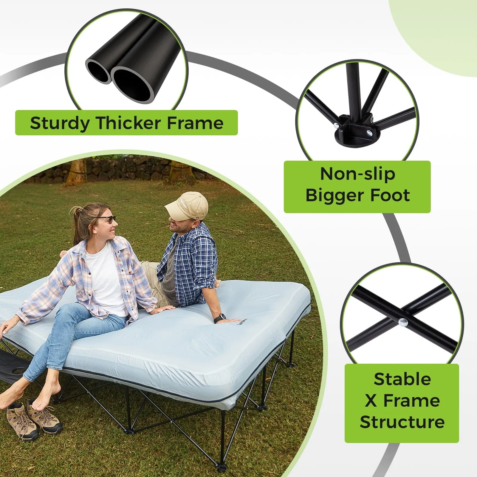 FUNDANGO Queen Camping Cot with Detachable Air Mattress