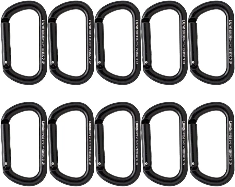 Fusion Climb Supreme Straight GATE Carabiner - Lightweight Aluminum, Non-Locking, Key Nose, Oval Shape | CE EN 362 Certified for Climbing, Industrial