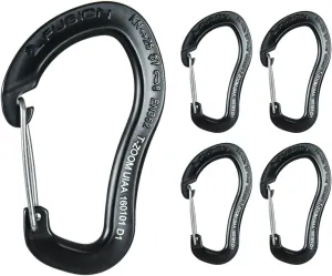 Fusion Climb Techno Zoom Military Tactical Edition Aluminum Wire Gate Ergonomic Carabiner Black(5P)