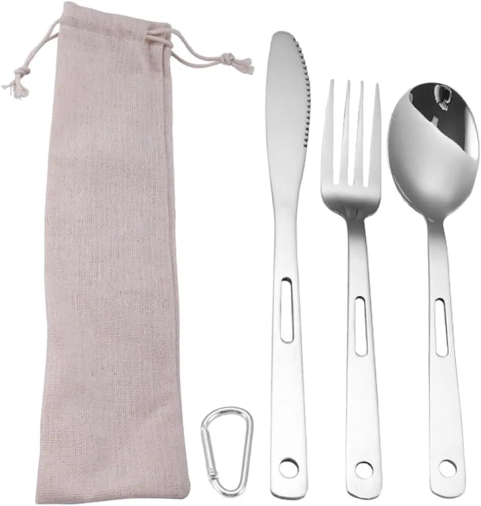 GALPADA 5pc Portable Silverware Set Camping Cutlery Travel Cutlery Stainless Steel Tableware for Bbq Outdoor Gear Must Haves