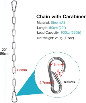 GBGS 4 Pcs 20" Hanging Chain for DIY Home Gym,Playground Hanging Chair Hammock,Max Load 220 lb