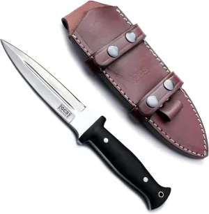 GCS Handmade Dagger Hunting Knife Full Tang Black Micarta Handle D2 Steel with Cowhide Right and Left Leather Sheath for Hunting, Camping, Bushcraft and EDC (DAGGER GCS-234)