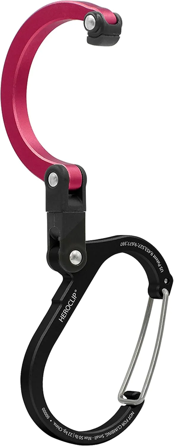 GEAR AID HEROCLIP (Small) Carabiner Gear Clip and Hook, for Hanging Bags, Purses, Lanterns, Strollers, Tools, Helmets, Water Bottles, and More