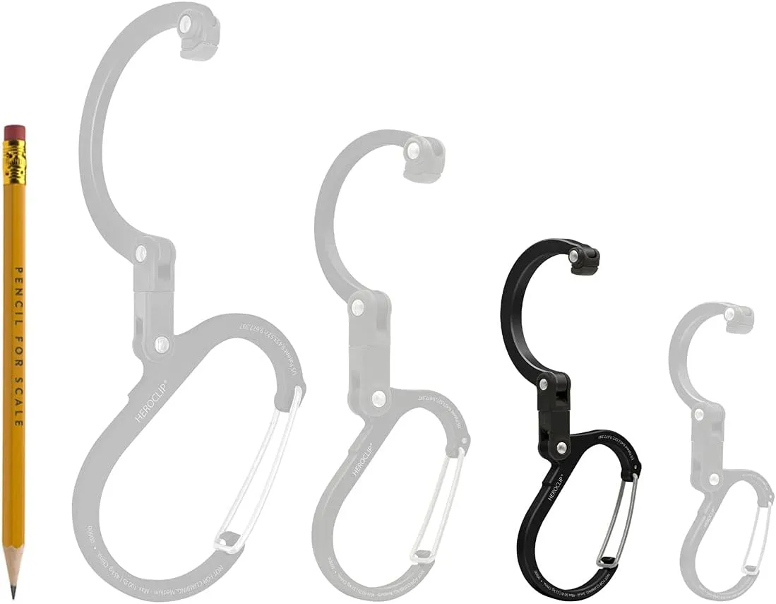 GEAR AID HEROCLIP (Small) Carabiner Gear Clip and Hook, for Hanging Bags, Purses, Lanterns, Strollers, Tools, Helmets, Water Bottles, and More