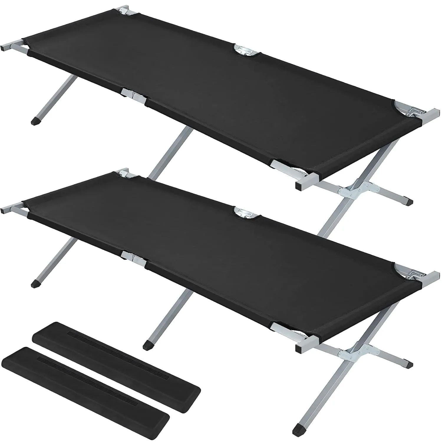 Geetery 2 Pcs Folding Camping Cot Bed with Carry Bag Portable Tent Twin Cot Army Military 529 lbs Outdoor Sleeping Travel Camping(Black)