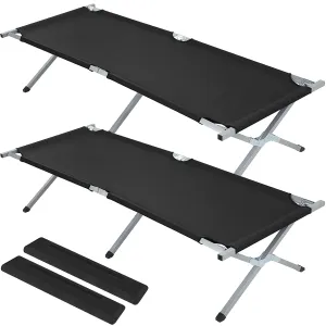 Geetery 2 Pcs Folding Camping Cot Bed with Carry Bag Portable Tent Twin Cot Army Military 529 lbs Outdoor Sleeping Travel Camping(Black)