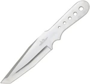 Gil Hibben Large Triple Throwing Knife Set – Three Piece Set, AUS-6 Stainless Steel, 18”x18” Competition Paper Target, Leather Belt Sheath – Practice Your Skills in Style - 11 5/16” Overall Each