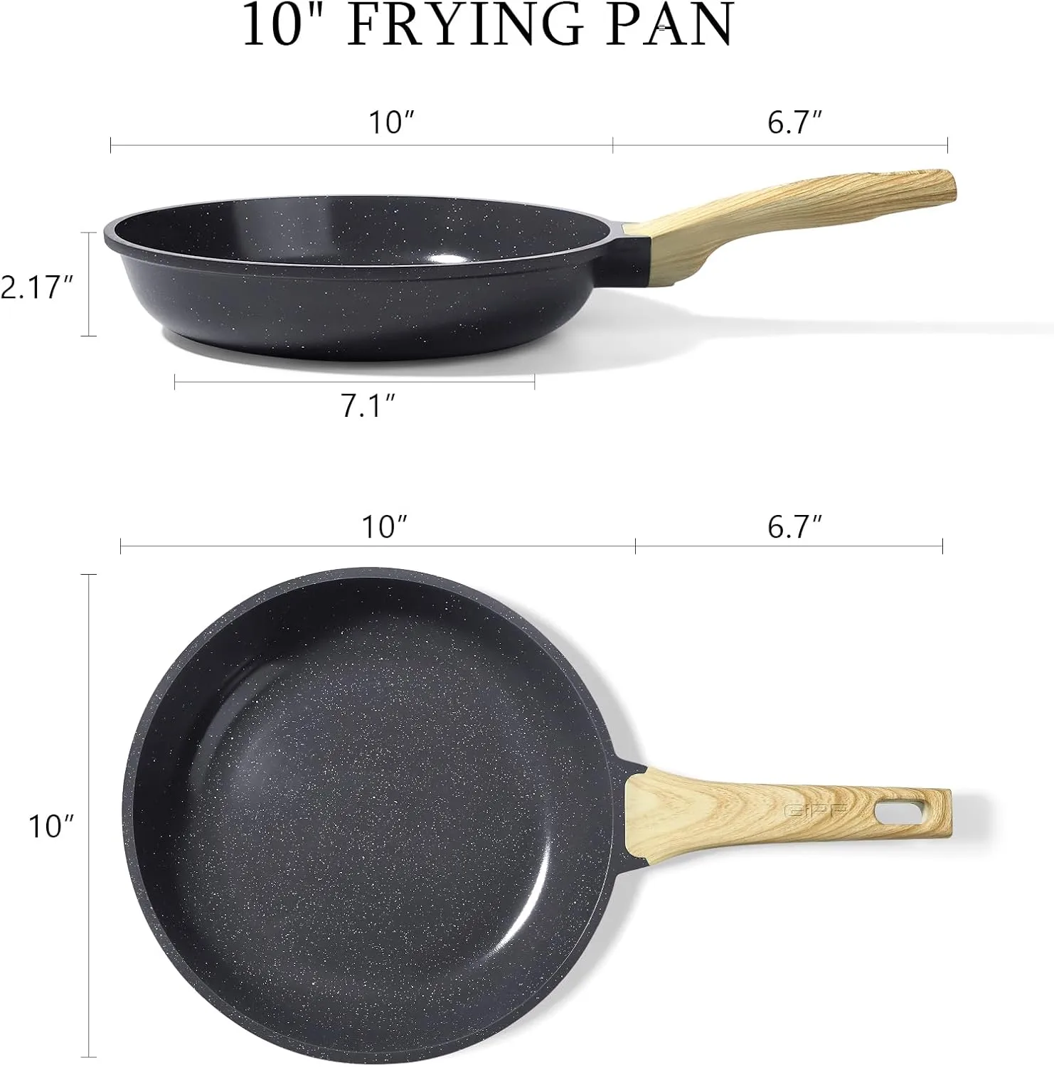 GiPP Ceramic Nonstick Frying Pan - 10 Inch Healthy Non-Toxic Non Stick Skillet Omelette Pans, Induction Compatible Chef Pan, PFAS & PFOA-Free, Dishwasher Safe, Stay Cool Handles