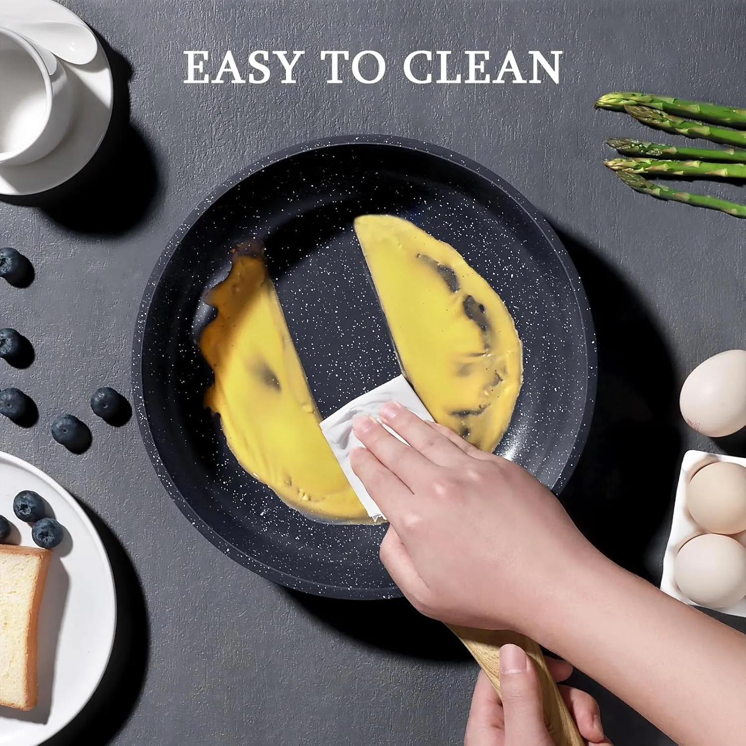 GiPP Ceramic Nonstick Frying Pan - 10 Inch Healthy Non-Toxic Non Stick Skillet Omelette Pans, Induction Compatible Chef Pan, PFAS & PFOA-Free, Dishwasher Safe, Stay Cool Handles