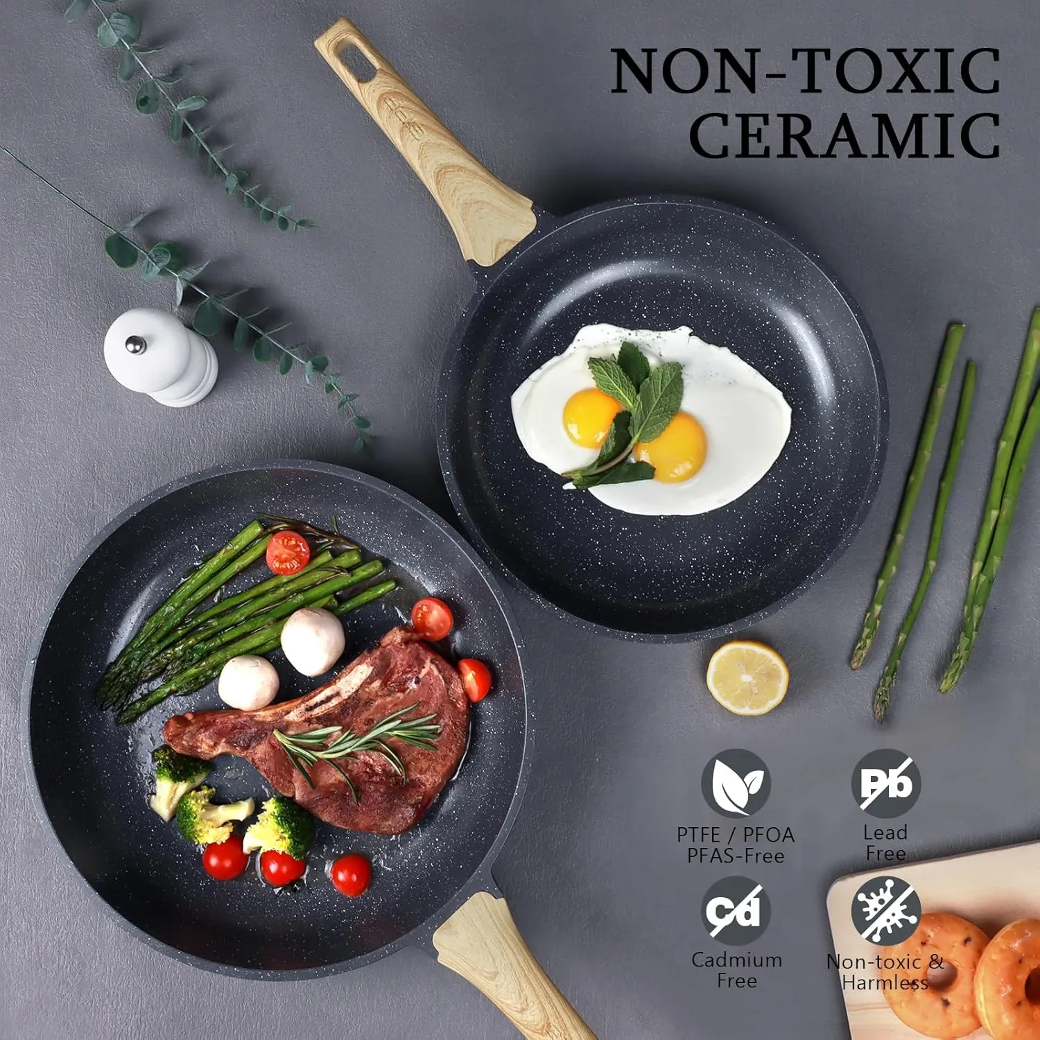 GiPP Ceramic Nonstick Frying Pan - 10 Inch Healthy Non-Toxic Non Stick Skillet Omelette Pans, Induction Compatible Chef Pan, PFAS & PFOA-Free, Dishwasher Safe, Stay Cool Handles