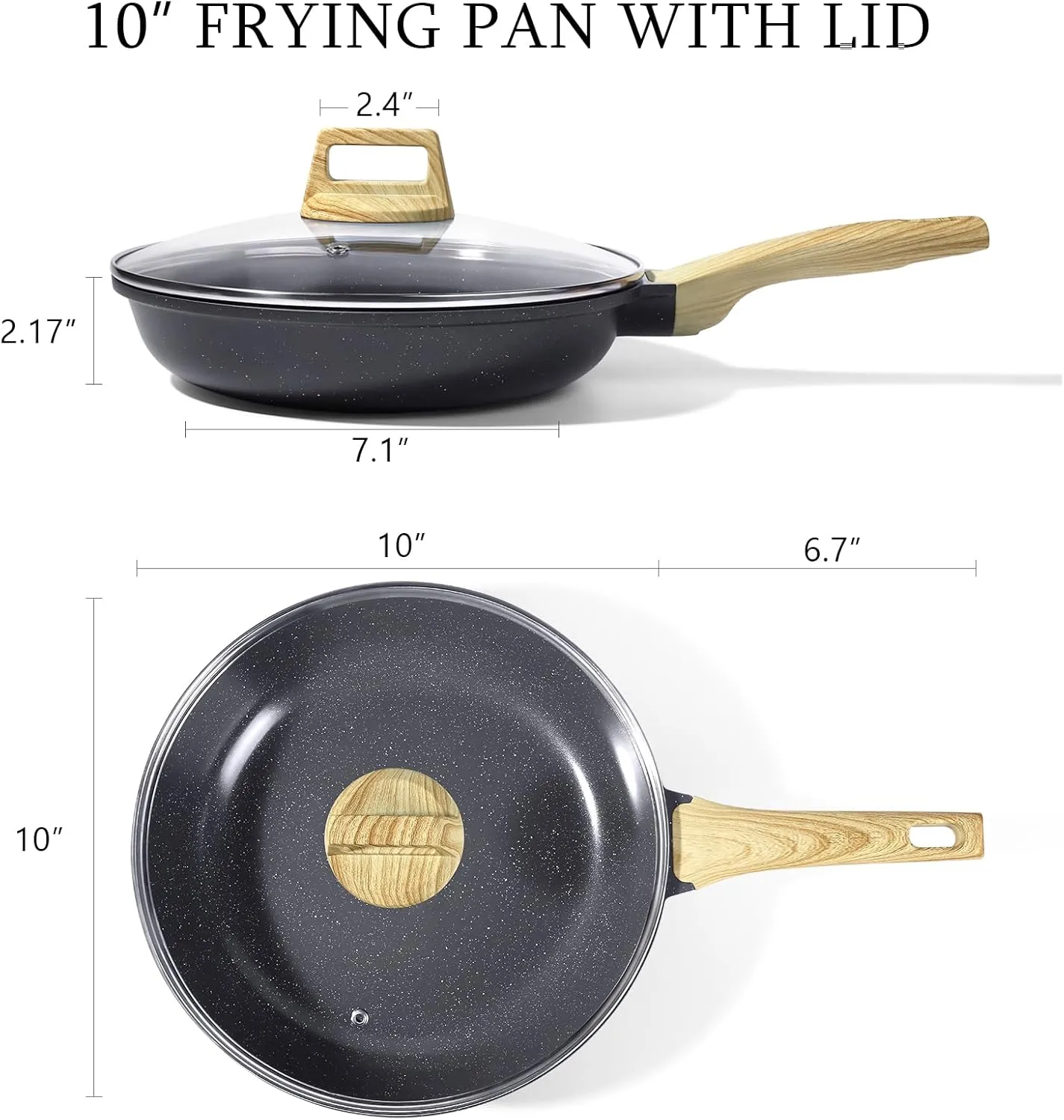 GiPP Ceramic Nonstick Frying Pan with Lid - 10" Healthy Non-Toxic Non Stick Skillet Omelette Pans, Induction Compatible Chef Pan, PFAS & PFOA-Free, Dishwasher Safe, Stay Cool Handles