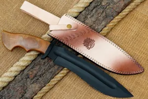 GLADIUS CRAFTS| 17 inch handcrafted US Marine Corps military knife with Leather sheath, 11-inch J2 Steel Blade with 6-inch wooden handle for Camping, Outdoor, Bush craft
