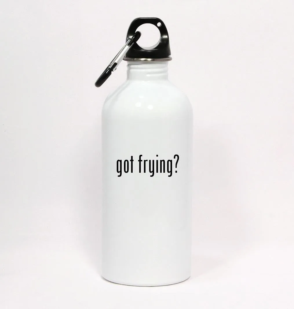 got Frying? - White Water Bottle with Carabiner 20oz