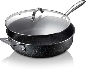 Granitestone Sauté Pan with Lid - 5.5 Quart. Non Stick Deep Frying Pan with Lid, Large Frying Pan, Oven Safe Skillet with Lid, Multipurpose Jumbo Cooker, Stovetop & Dishwasher Safe, 100% PFOA Free…