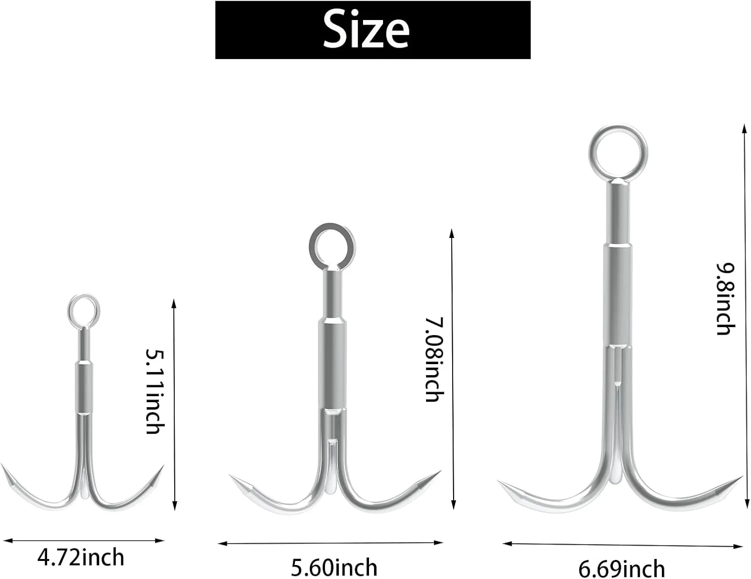 Grappling Hook with 3-Claw Stainless Steel,3 Claw Climbing Carabiner Hook for Retrieving,Outdoor Hiking,Tree Limb Removalr,Salvage.